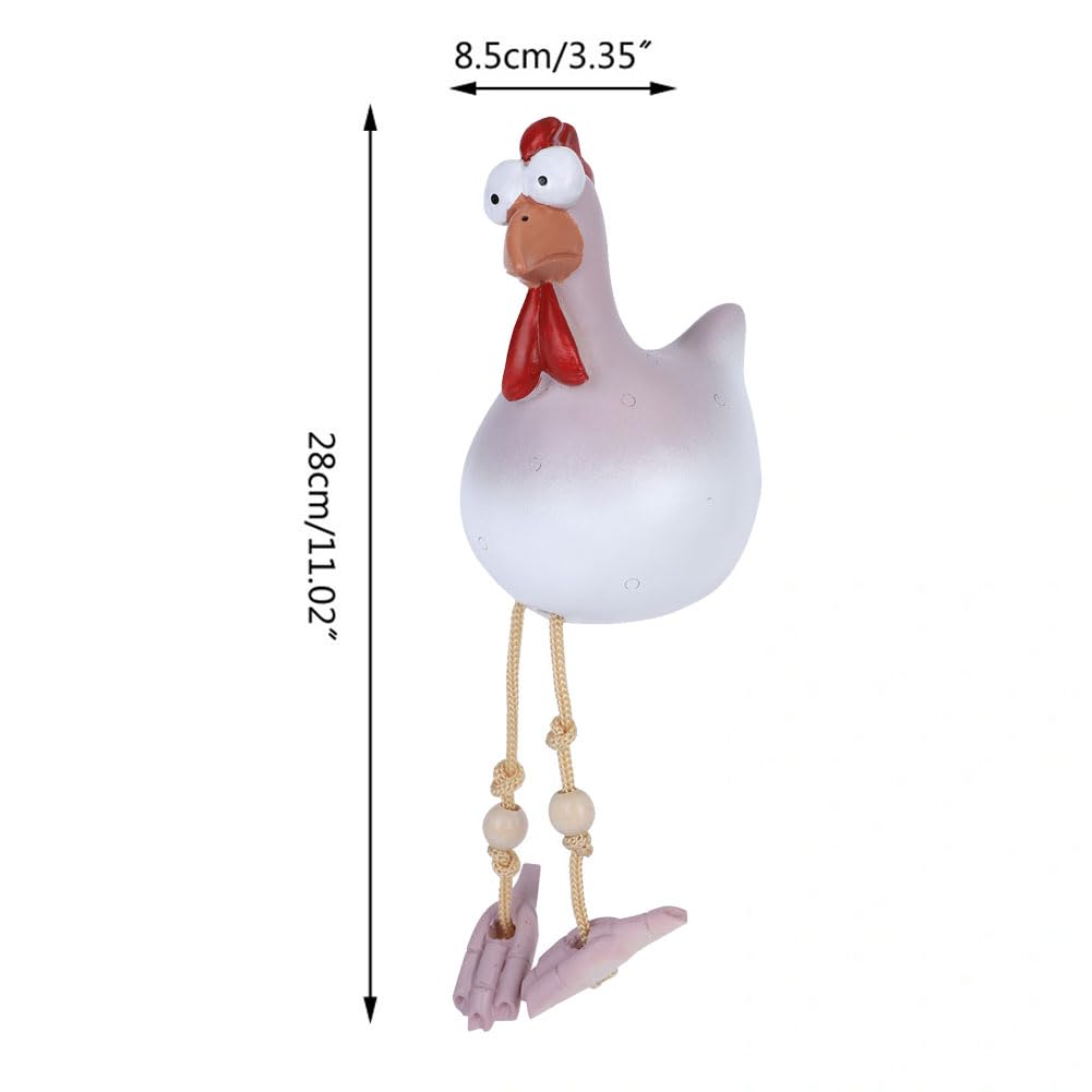 Romeeton Resin Chicken Sculpture,Resin Rooster Ornaments Funny Chicken Decor Ceramic Garden Statues Art Outdoor Yard Decorative Garden Stakes for Home Outside Courtyard Farmhouse Patio Yard (White) - Image 3