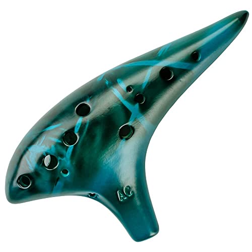Image of Ocarina,Strawfire12 Hole Ocarina Instrument,Alto C Ceramic Ocarina With Song Book Strap for Beginner Gift Idea(Blue)
