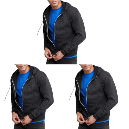 Image of Hanes Men's Zip-up Hoodie, Ecosmart Fleece Full-zip Hoodie for Men, Hooded Sweatshirt