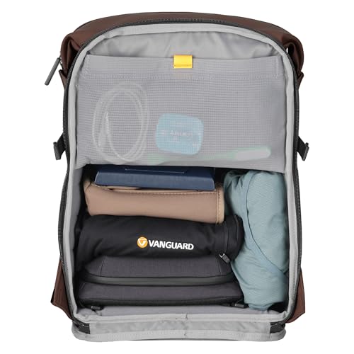 Image of VANGUARD VEO Lite B20L Camera & Everyday Backpack (Chocolate) - Fits Full-Frame Camera with 70-200mm Attached + 3 Lenses, 14 inch Laptop Storage, Rear & Side Access, Convertible Daypack Design