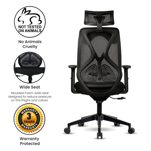 Image of ErgoLab Glider Office Chair High Back Mesh Ergonomic Chair for Office Work at Home, Revolving Computer Chair Cushion Seat and Adjustable Height and 1D Armrests with 3 Year Warranty -Black