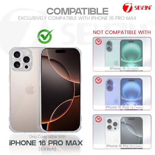 Image of 7SEVEN Compatible with iPhone 16 Pro Max Transparent Back Cover Soft TPU Silicone Case Shockproof Flexible Bumper Raised Camera Edges Protection Slim & Lightweight Crystal Clear Protective Phone Case