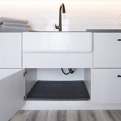Xtreme Mats Under Sink Bathroom Cabinet Mat, Pick Your Size, 28" x 19", Waterproof Cabinet Protector Liner, CMV-30-GREY