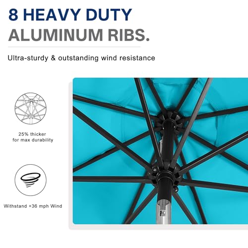 Image of ABCCANOPY Durable Solar Led Patio Umbrellas with 32LED Lights 11FT (Turquoise)