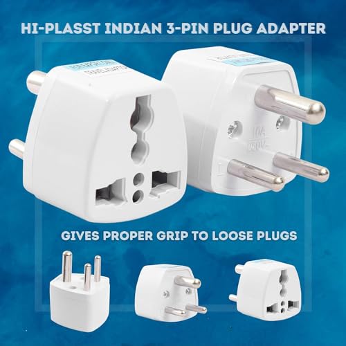 Image of India Converter Plug 3Pin (Pack of 3) World (USA, UK, Canada, Europe, and More) to India Travel Adapter Plug -Type D Adaptor Plug Socket Perfect for Foreign Devices to use in India