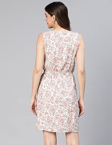 Image of oxolloxo Women Floral Print Elasticated & Tie-Knotted Dress
