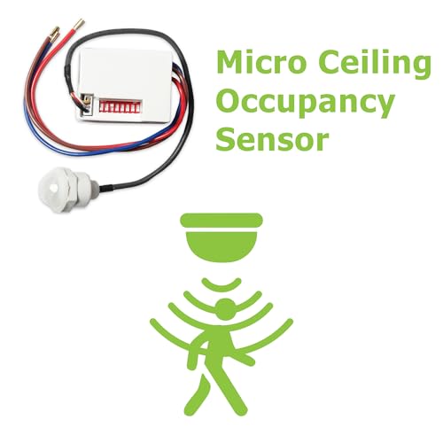 Lowenergie Mini PIR Motion Detector Light Switch – Micro Ceiling Occupancy Sensor, Automatic On/Off, Adjustable Timer & Sensitivity, Energy Saving for Hallways, Bathrooms, Utility Rooms & More
