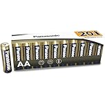 Panasonic Everyday Power Alkaline Battery, AA Mignon Lr6, 1.5 V, Pack of 20 in Non-plastic Pack, for Reliable Energy, Alkaline