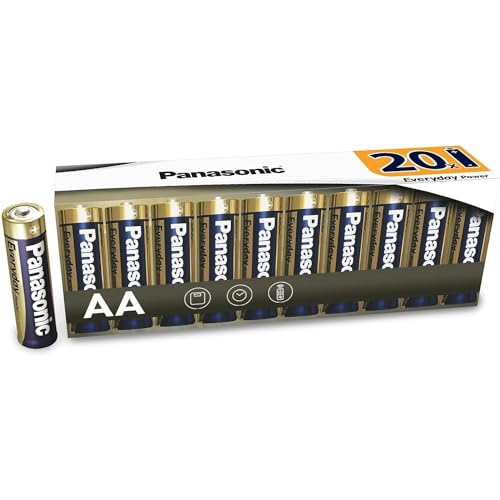 Panasonic Everyday Power Alkaline Battery, AA Mignon Lr6, 1.5 V, Pack of 20 in Non-plastic Pack, for Reliable Energy, Alkaline