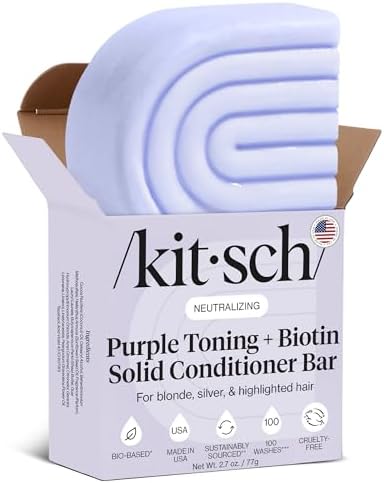 Kitsch Purple Conditioner Bar for Blonde Hair - Toning Purple Hair Conditioner Bars with Biotin for Strengthening Hair & Neutralizing Brassy Tone | Vegan Solid Conditioner Bar | Zero Waste, 2.7oz