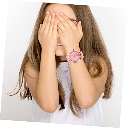 Mikikit 2pcs Canvas Flower Watch Detachable Lovers Female Student Pink Alloy 5