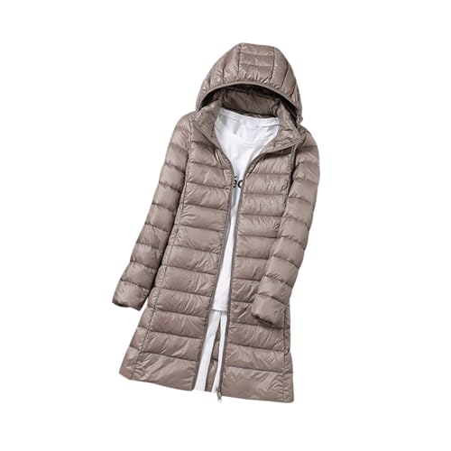 Plumifero Ultraligero Mujer Largo Chaqueta Plumas Ligeros Mujer Plumífero Ligero Mujer Chaqueta Acolchada Ligera Plumon Mujer Plumiferos Ultraligero Mujer Puffer Jacket Abrigo Plumas Mujer Marrón M