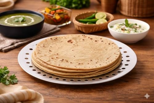 Image of GOPIKRISHNA Chapati Basket Stainless Steel Roti Holder for Dining Table | Bread Serving Plate | Kitchen & Dinnerware Accessory (Big 9 INCH)