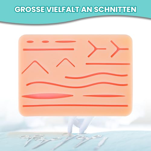 Übungsbrett Silikon Nahtpads, Suture Pad für chirurgisches Nahtset mit 3 Schichten, Suture Practice Kit mit 14 Wunden, Nähset Medizin, Nahtset Übung Medizin, Chirurgisches Nahtset Übung