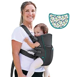 Mochila portabebés Infantino Swift Classic con bolsillo: 2 modalidades de transporte, portabebés gris ergonómico ajustable para recién nacido, con babero y bolsillo frontal de almacenamiento