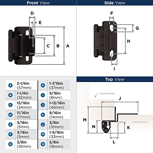 Image of Amerock 1 Pair 3 /8 inch Inset Oil-Rubbed Bronze Self-Closing Wrap Hinge