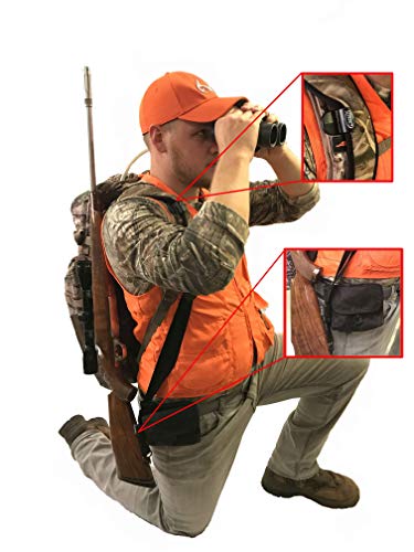 Sling Saddle Right Handed Pouch Combo (Black), by Creed Outdoor Products, Carry Your Rifle Hands Free, Easily Hooks to Your Rifle Sling and Holds Your Gun securely to Your Body. Rifle Sling Holder.