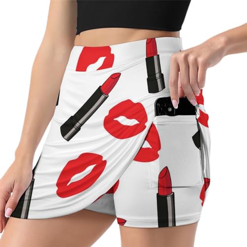 Mini jupe de course femme avec poche - Short de sport athlétique et tennis fluide