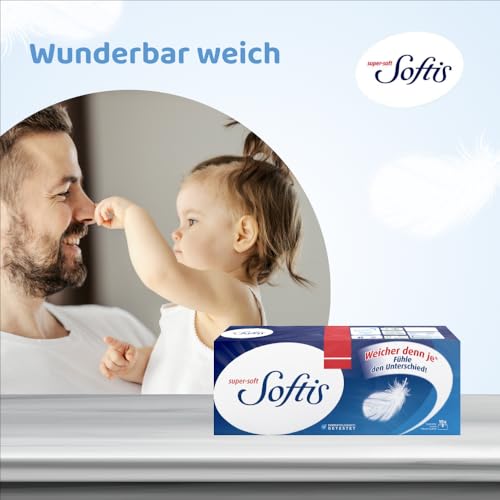 Softis 4-lagige Taschentücher | 300 Päckchen Einweg-Taschentücher (30 x 10) | Dermatologisch getestete Hautfreundlichkeit | Seitliche Öffnung zur hygienischen Tuchentnahme | FSC®-zertifiziert