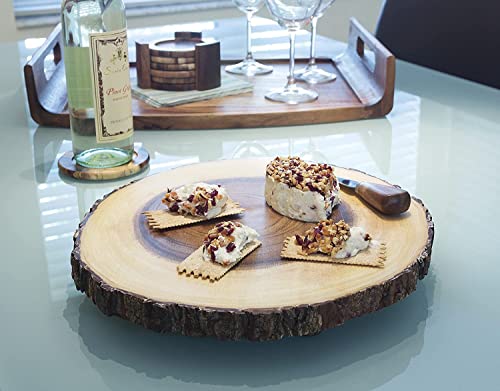 Lipper International Acacia Tree Bark Footed Server For Cheese, Crackers, And Hors D'oeuvres, Large #TOP7