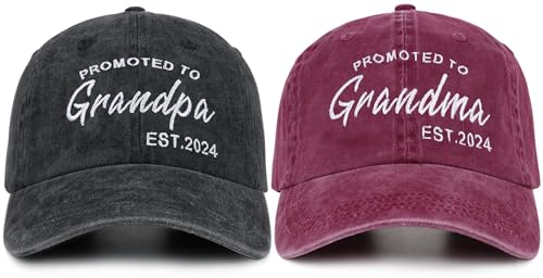 SaryHome Mom and Dad Hats New Parents Gifts for Couples, Embroidered Adjustable Baseball Caps Gift for New Mom Dad