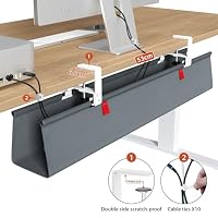 Univivi Kabelkanal Schreibtisch Ohne Bohren, 90 cm Kabelmanagement Grau – Ansicht 3