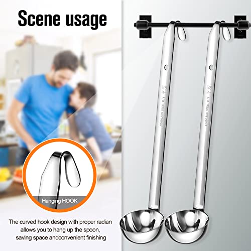 Cunhill 5 Pcs Soup Ladles Stainless Steel Serving Ladles with Long Handle for Serving, Cooking, Stirring, Portioning Kitchen Restaurant Accessories(3 oz)