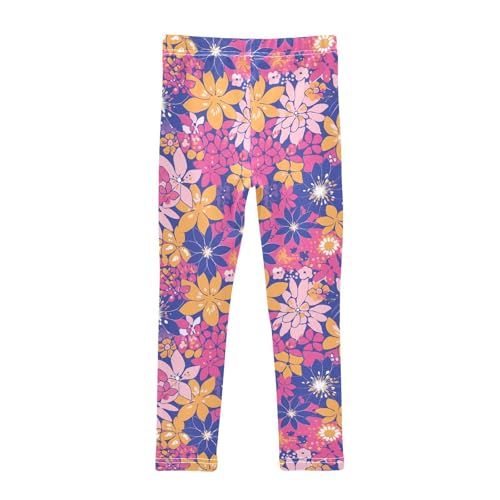 KLL Floral Pattern Cute Simple Flowers Girls Athletic Leggings Soft High Waisted Athleisure Pants Gym2