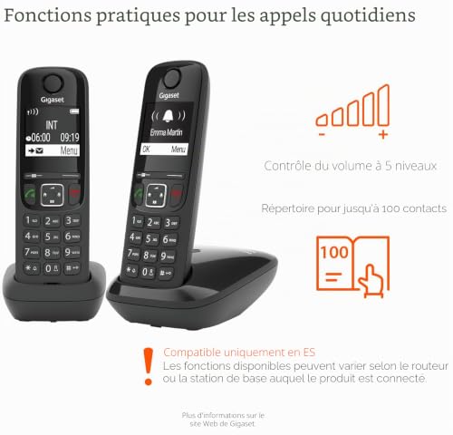 Téléphone Sans Fil GIGASET E290 – Grande Autonomie, Qualité Sonore Exceptionnelle - vue 5