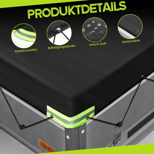 Anhänger Plane 210 x 114 x 10, Anhänger Abdeckplane, 750 kg Trailer Flat Tarpaulin, Anhängerplane 420D Material Wasserfest Winddichte for pkw Anhänger Plane
