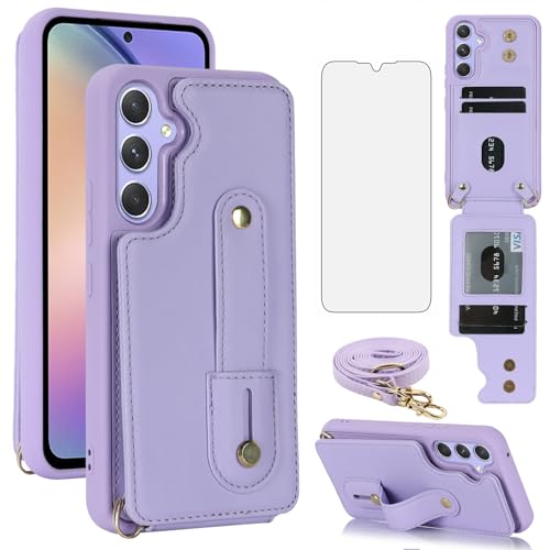 Étui portefeuille Samsung S25 Plus Asuwish anti-chute avec dragonne solide