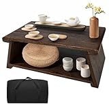 koretech Japanese Low Floor Table Folding Coffee Tables,23''x13.5'' Paulownia Wood Tables Tatami Tables Meditation Table Altar with Storage
