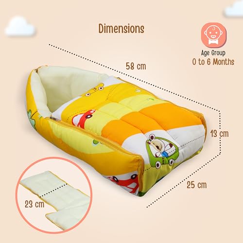 LuvLap 3 in 1 Baby Sleeping Bag and Carry Nest, Cotton Bed Cum Infant Portable Bassinet, forbaby Carrying and co Sleeping, Unisex Baby Bedding Set for New Born 0-12 Months (Cars Print,Multicolor)