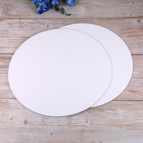 Tableros redondos de lienzo blanco de 30 cm con acabado texturizado para óleo pack de 6 8