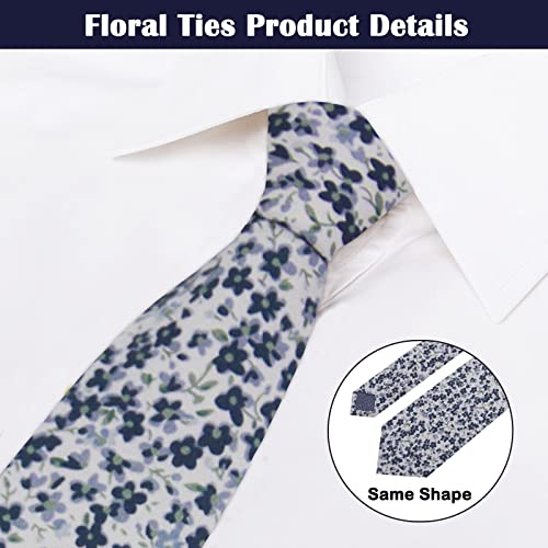 Image of Mantieqingway Men Skinny Tie Cotton Floral Necktie for Wedding Groomsmen Tie