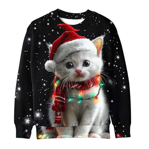 Hässlich Weihnachtspullover Damen, Lustig Weihnachtsmann 3D Druck...