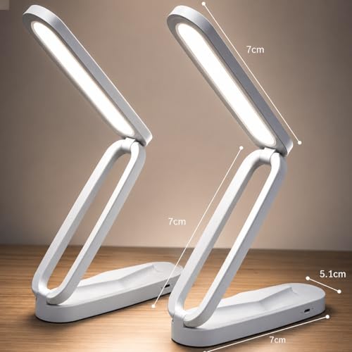 Image of SaleOn LED Rechargeable Foldable Desk Lamp | 1200mAh Battery | 5 Brightness + 3 Colour Modes | Memory Function | Touch Control | USB Type-C | Eye Protection Reading Lamp for Students, Office & Bedside