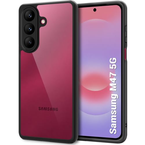 Image of TheGiftKart Hybrid Shockproof Back Cover Case for Samsung Galaxy M47 5G | Camera Protection Module | Crystal Hard Back Cover Case for Samsung M47 5G (PC & TPU, Transparent Clear Back, Black Sides)