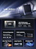 MINISFORUM N5 Pro 5-Bay Desktop NAS,AMD Ryzen AI 9 HX PRO 370,16GB DDR5-Kanäle,1 * 10GbE, 1 * 5GbE,1*M.2 NVMe-Steckplätze, 2*U.2/M.2 2280 NVMe-Steckplätze, 8K HDMI, Network Attached Storage(Diskless) – Ansicht 2