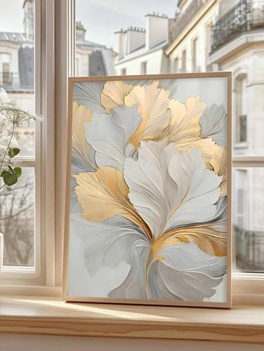 Décoration murale à fleurs dorées XBTYKPB pour sublimer un mur vide, toile texturée 30x45