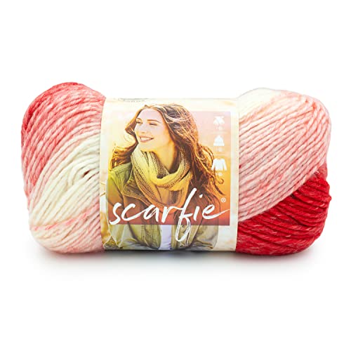 Image of Lion Brand Yarn Scarfie Yarn, Red /Cream
