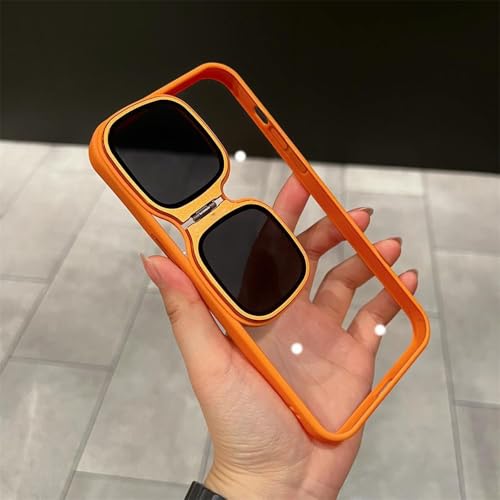 Étui de téléphone pliable antichoc en acrylique avec support d'objectif pour iPhone 15 14 13