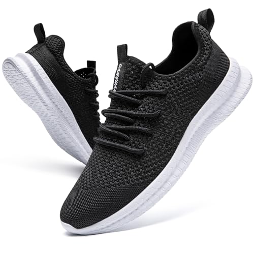 Image of Men Slip On Walking Shoes Tennis Gym Workout Sneakers Breathable Lightweight Non-Slip and Comfortable for All-Day Wear Sports Work and Walking Black White Size US 10