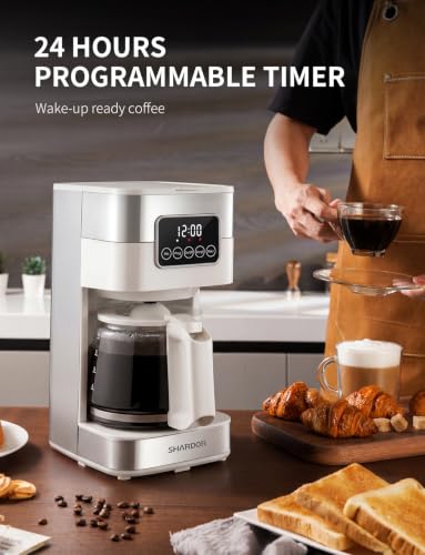 Image of SHARDOR 10-Cup Programmable Coffee Maker, Regular & Strong Brew Drip Coffee Machine for Home and Office, Auto Shut Off, Permanent Filter (Beige)