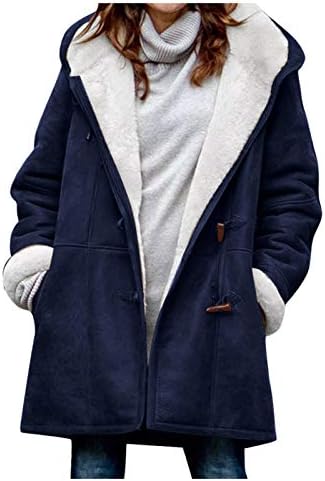 SHAOBGE Womens Plus Size Winter Coats Warm Sherpa Fleece Lined Jackets Hooded Parka Faux Suede Pea Coat Outerwear 2024