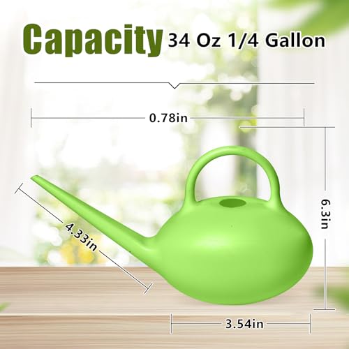 Image of ZXJ Small Plastic Watering Can - 1 /4 Gallon - for Home Plant Garden - Yellow