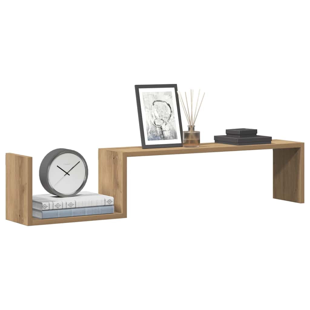 Estantería de pared 2 unidades de roble Artisan, 100 x 15 x 20 cm, material de madera, estantes flotantes para salón, oficina, dormitorio, montaje en pared, almacenamiento versátil