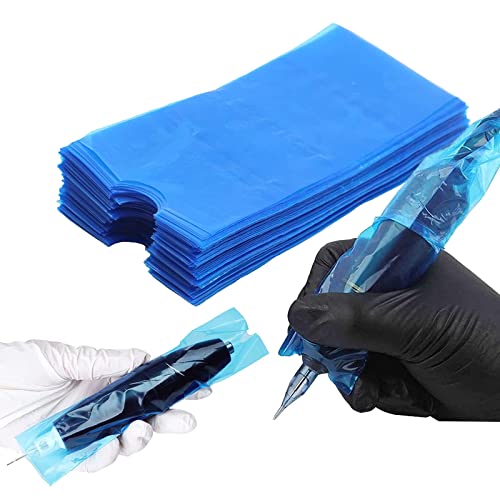 Tattoo Pen Covers - Canethy 200PCS Pen Machine Bags Disposable Tattoo Machine Sleeves Tattoo Type Bags Blue Plastic Protective Pen Bags Tattoo Supplies Tattoo Accessories