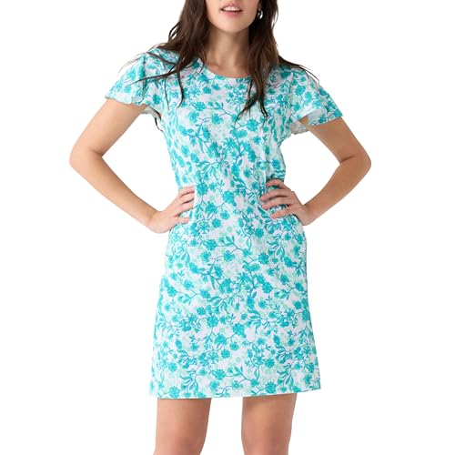Cabana Life Ruffle Short Sleeve Dress - 50+ UPF Sun Protection Resort Wear, Casual Sun Dress