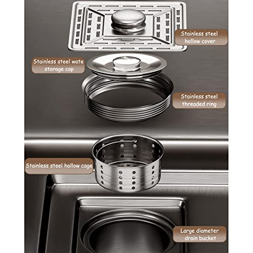 Fregadero de cocina antical acero inoxidable 304 con cascada contra salpicaduras 7